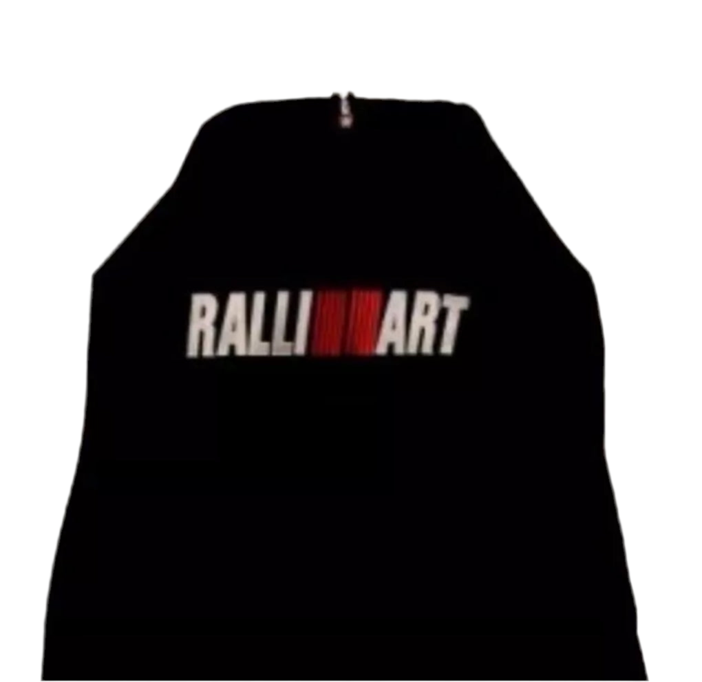 2 x JET BLACK RALLIART THROW OVER SLIP ON SEAT COVERS, AXS LIFETIME WARRANTY