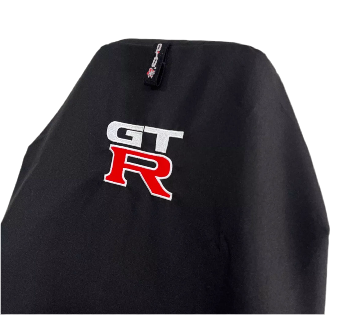 Pair Of Black NISSAN SKYLINE GTR Throw Over Slip On Car Seat Covers AXS Lifetime Warranty