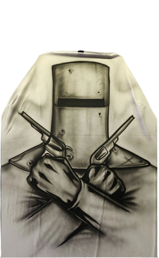 Single AXS Aussie Made Airbrushed Ned Kelly White Universal Throw Over Slip On Car Seat Cover