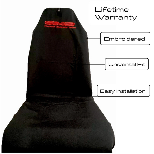 Single AXS Fluro Orange on Black Throw Over Slip On Seat Cover