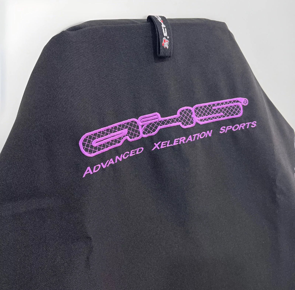 Single AXS Fluro Purple on Black Slip On Throw Over Seat Cover