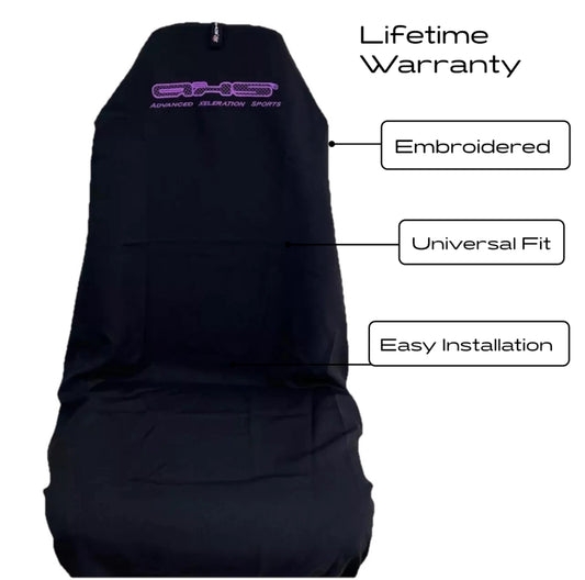 Single AXS Fluro Purple on Black Slip On Throw Over Seat Cover