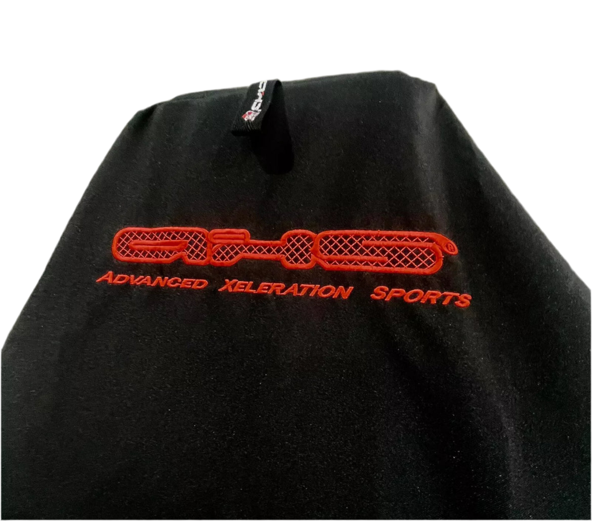 Single AXS Fluro Orange on Black Throw Over Slip On Seat Cover