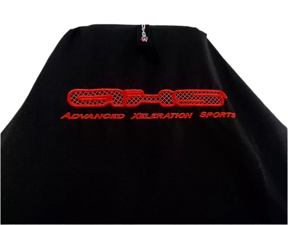 Single AXS Fluro Orange on Black Throw Over Slip On Seat Cover