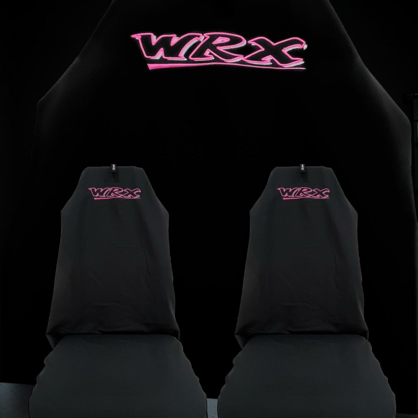 Pink on Black WRX Universal Slip-On's - Also fit Recaro & Bride Seats