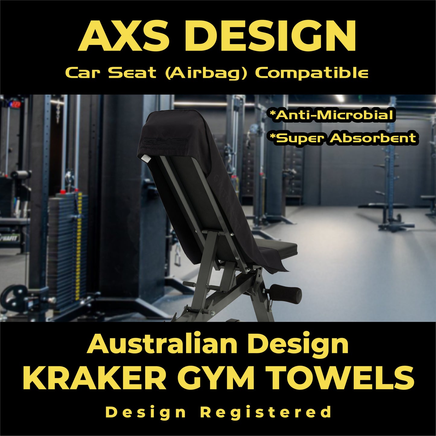 AXS Gym/Car Throw Towel Black