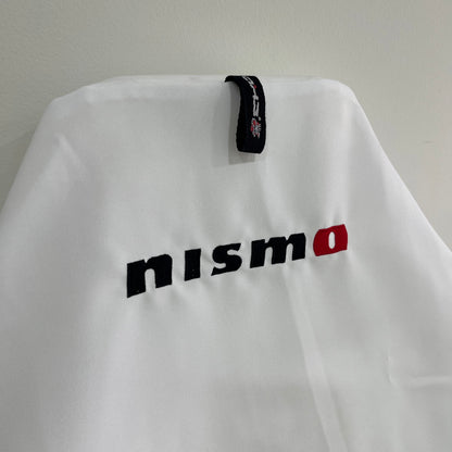 PAIR OF SUPERIOR SATIN WHITE NISMO NISSAN SKYLINE GTR AXS THROW OVER SEAT COVERS