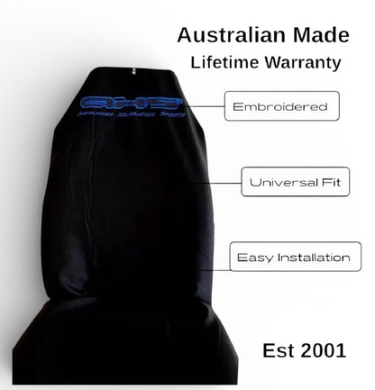 Fluro Blue AXS on Black Car Seat Cover/s…Save Big Site Wide sale now on!!