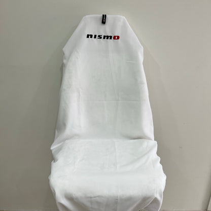 PAIR OF SUPERIOR SATIN WHITE NISMO NISSAN SKYLINE GTR AXS THROW OVER SEAT COVERS