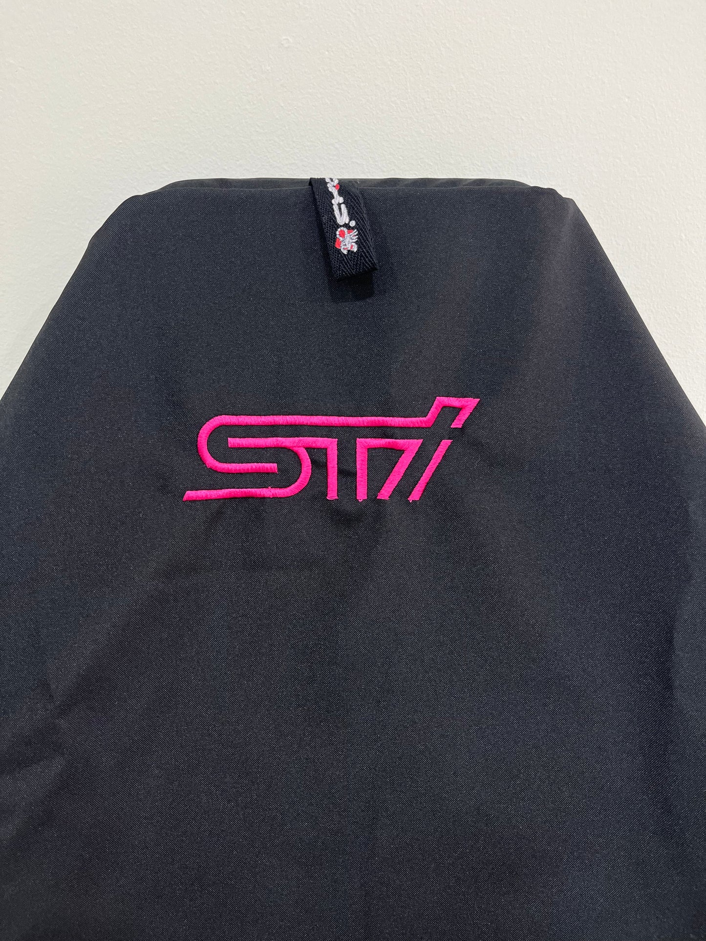 PAIR OF SUPERIOR JET BLACK AXS STI LOGO THROW OVER SEAT COVERS SUIT SUBARU SEATS