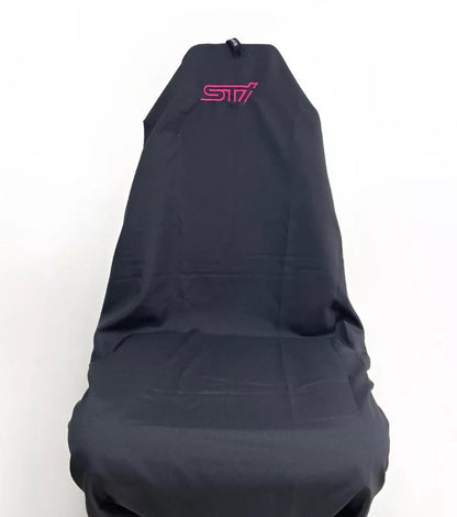 PAIR OF SUPERIOR JET BLACK AXS STI LOGO THROW OVER SEAT COVERS SUIT SUBARU SEATS