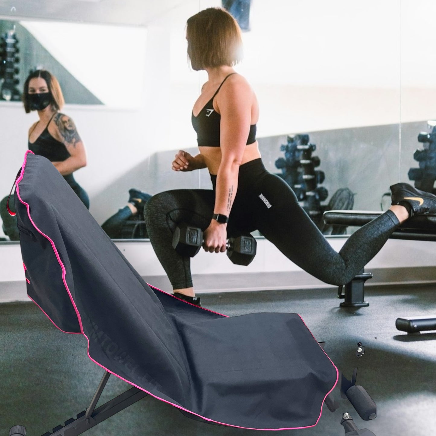 Too🔥.Version 2.0!! Hot Pink on Black AXS Pro Sports Gym bench-Beach-Car Seat Towel (Regular)