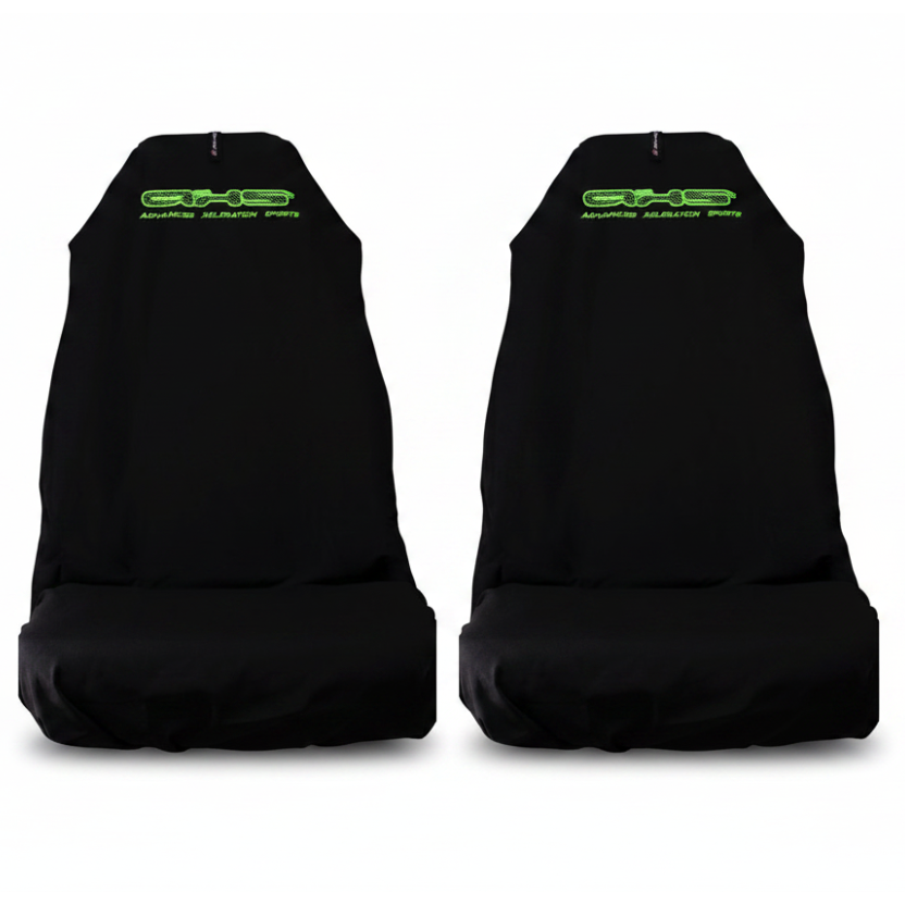 🇦🇺 Hand Made Viper Green Logo on Classic Black AXS Slip On Pro Sports Seat Covers