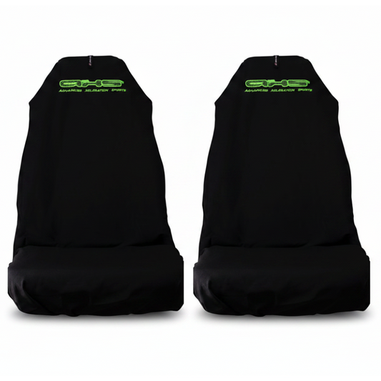 🇦🇺 Hand Made Fluro Viper Green Logo on Classic Black AXS Slip On Pro Sports Seat Covers