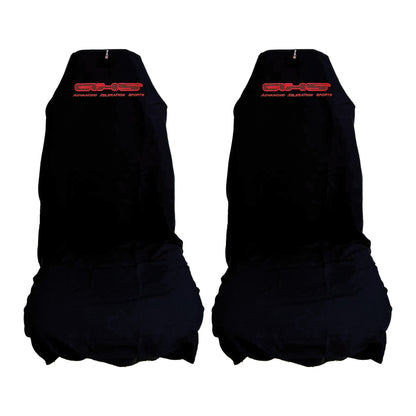 Single Fluro Red on Black AXS Throw Over Slip On Seat Cover