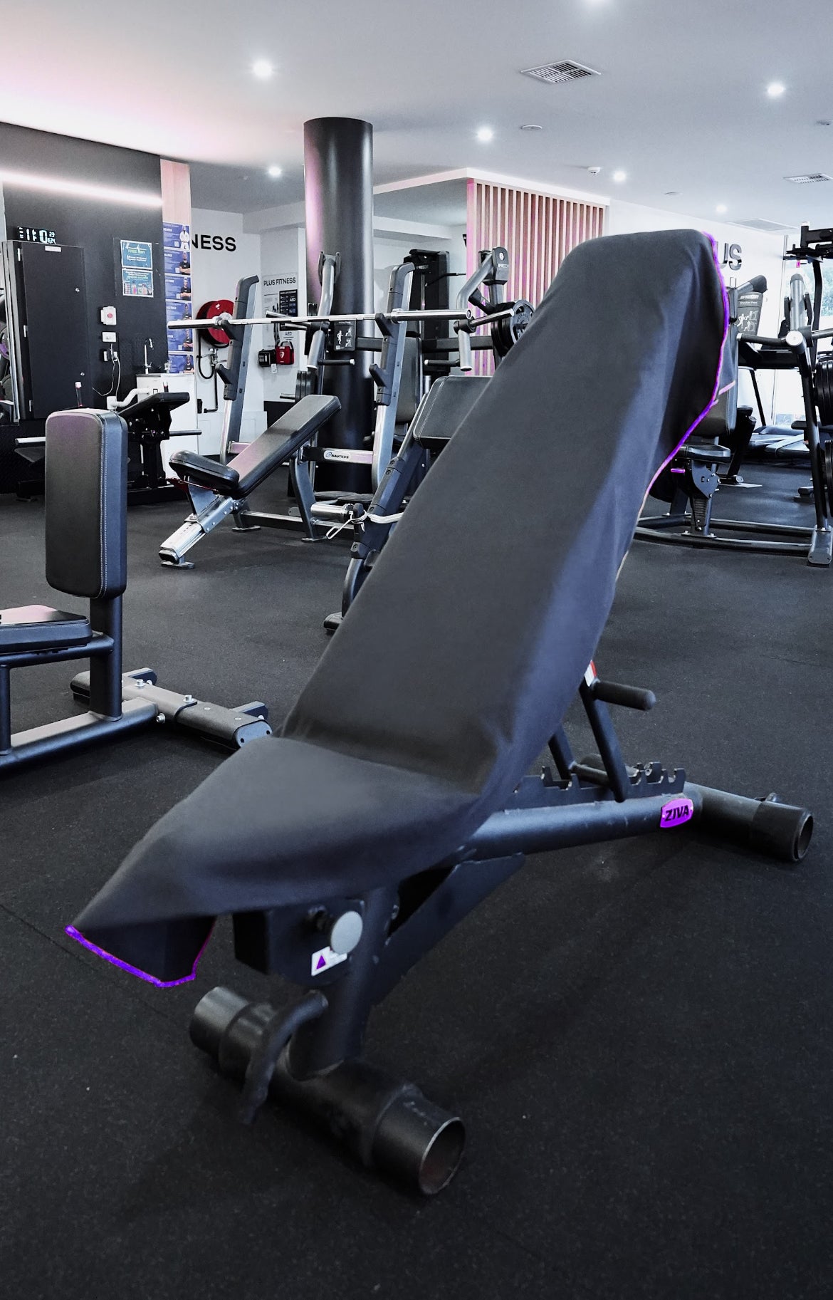 Just Landed! Version 2.0 Purple on Black AXS Pro Gym bench-Beach-Car Seat Towel (L)