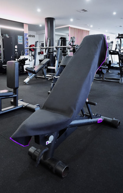 Just Landed! Version 2.0 Purple on Black AXS Pro Gym bench-Beach-Car Seat Towel (L)