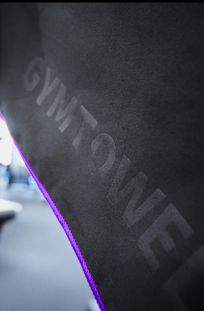 Just Landed! Version 2.0 Purple on Black AXS Pro Gym bench-Beach-Car Seat Towel (L)