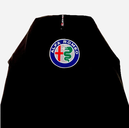 Pair Of Black Alfa Romeo Throw Over Slip On Car Seat Covers AXS Lifetime Warranty