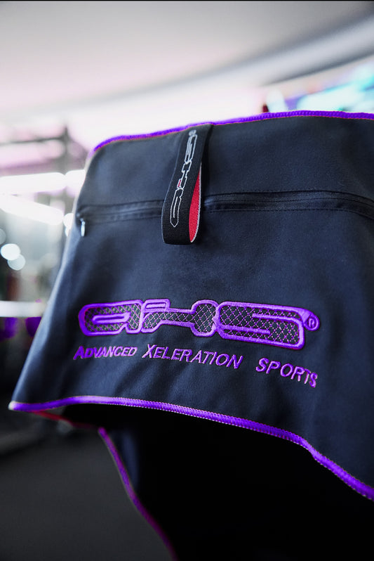 Purple on Black AXS Gym-Beach-Car Seat Slip-on Towel
 (XL)