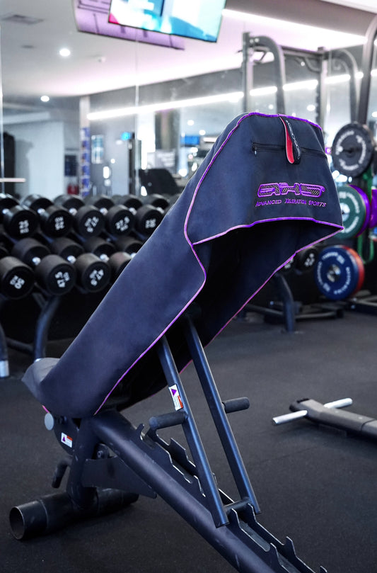Purple on Black AXS Gym-Beach-Car Seat Slip-on Towel (L)