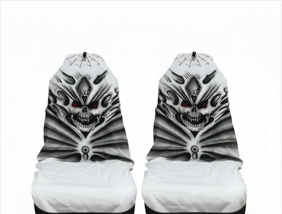 Single AXS Hand Airbrushed Fierce Skull White Seat Cover 🇦🇺 Made