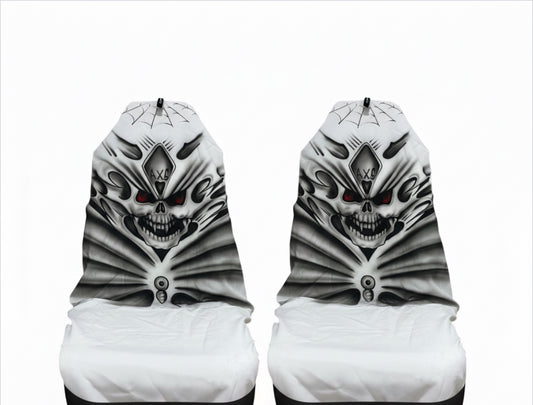 AXS Airbrushed Fierce Skull White Seat Covers