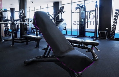 Just Landed! Version 2.0 Purple on Black AXS Pro Gym bench-Beach-Car Seat Towel (L)