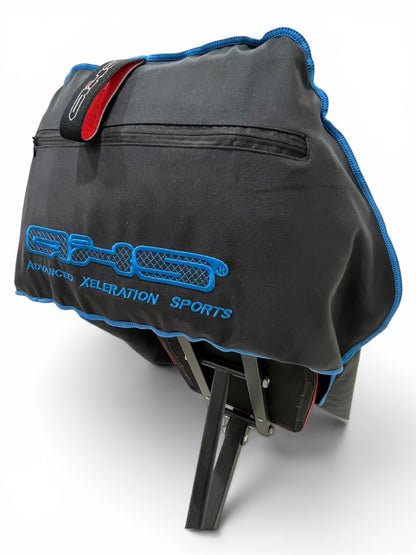 Just Landed! V 2.0 Hooded Blue on Black AXS Pro Gym bench-Beach-Car Seat Towel (L)