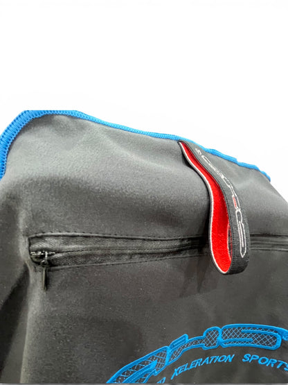 Just Landed! V 2.0 Hooded Blue on Black AXS Pro Gym bench-Beach-Car Seat Towel (L)