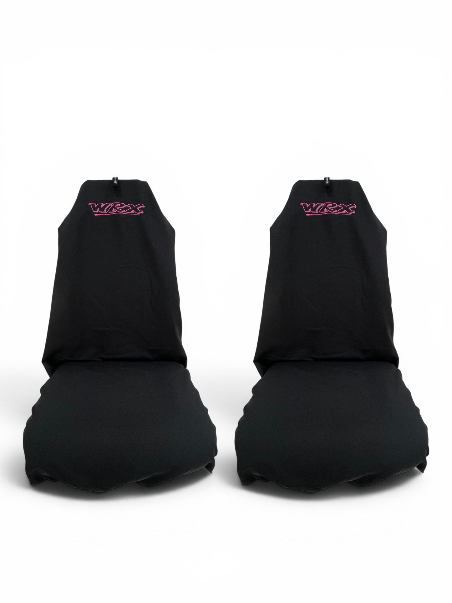 🇦🇺 Pair Pink Logo On Black Slip On Sports Seat Covers To Fit WRX Recaro & Bucket Seats