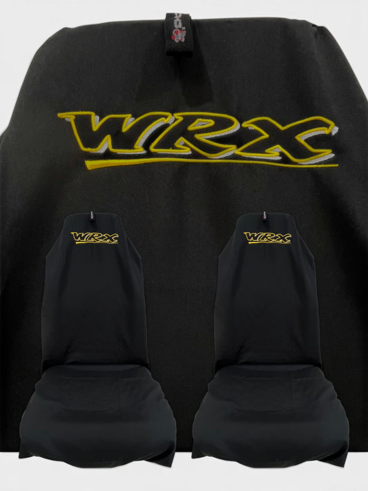 🇦🇺 Pair Yellow Logo On Black Slip On Sports Seat Covers To Fit WRX Recaro & Bucket Seats
