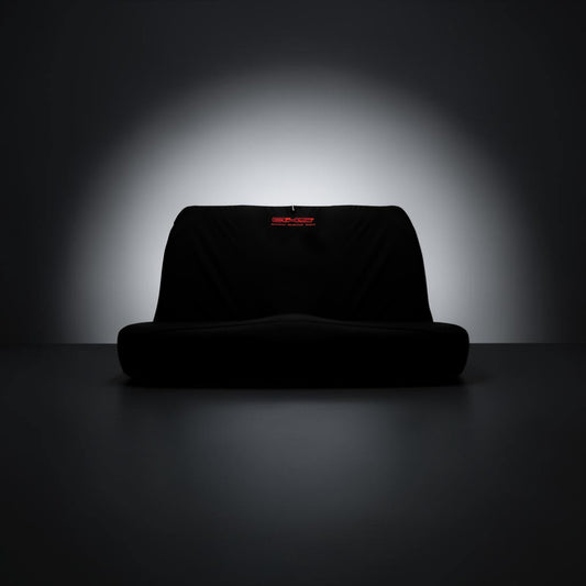 Fluro Red AXS on Black Universal Slip ons Rear Bench