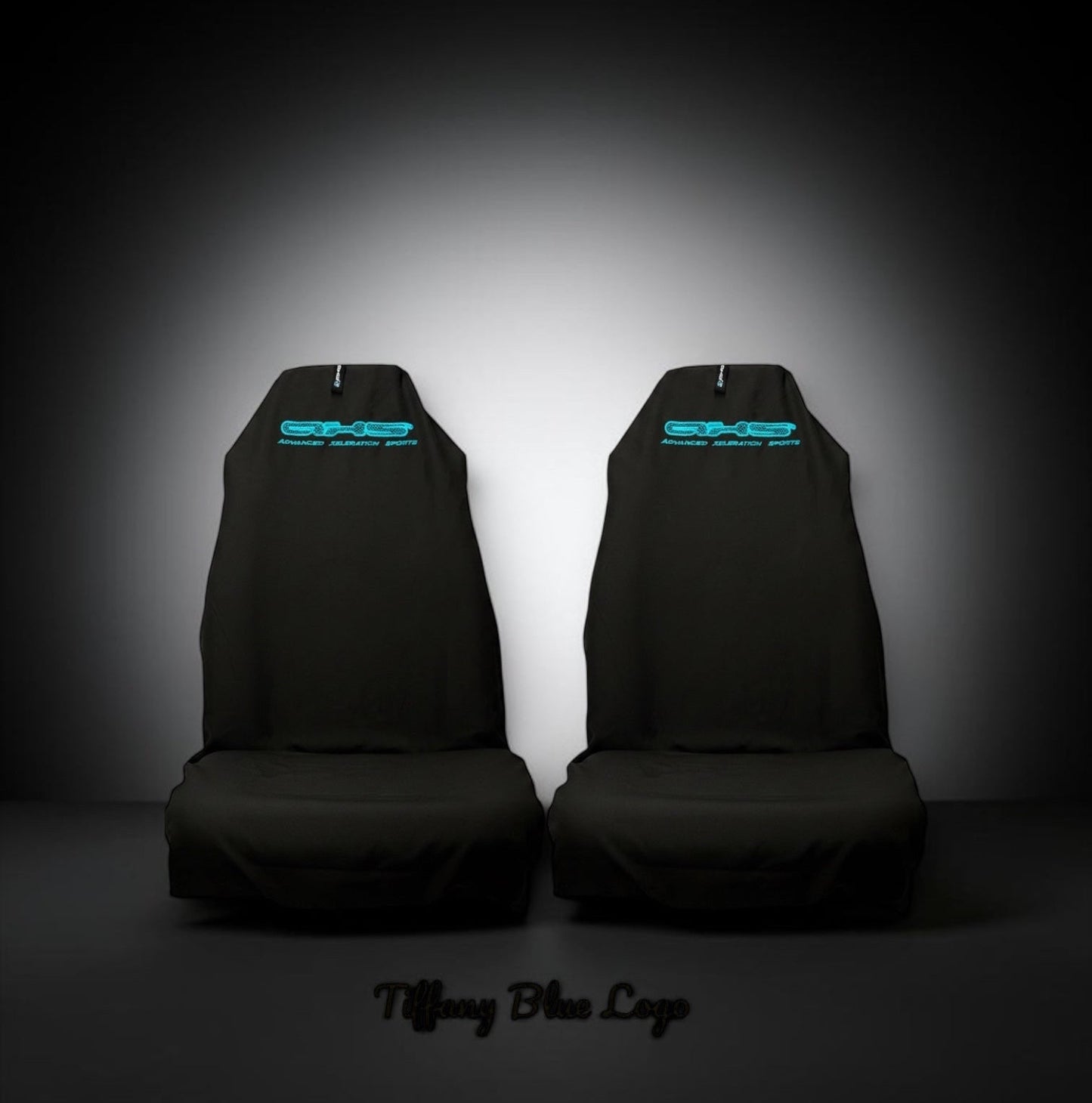 Neon Tiffany Blue on Black Universal AXS Slip-On's - Also fit Recaro & Bride Seats