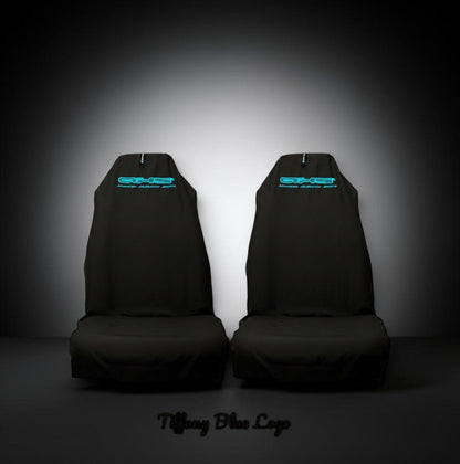Neon Tiffany Blue on Black Universal AXS Slip-On's - Also fit Recaro & Bride Seats