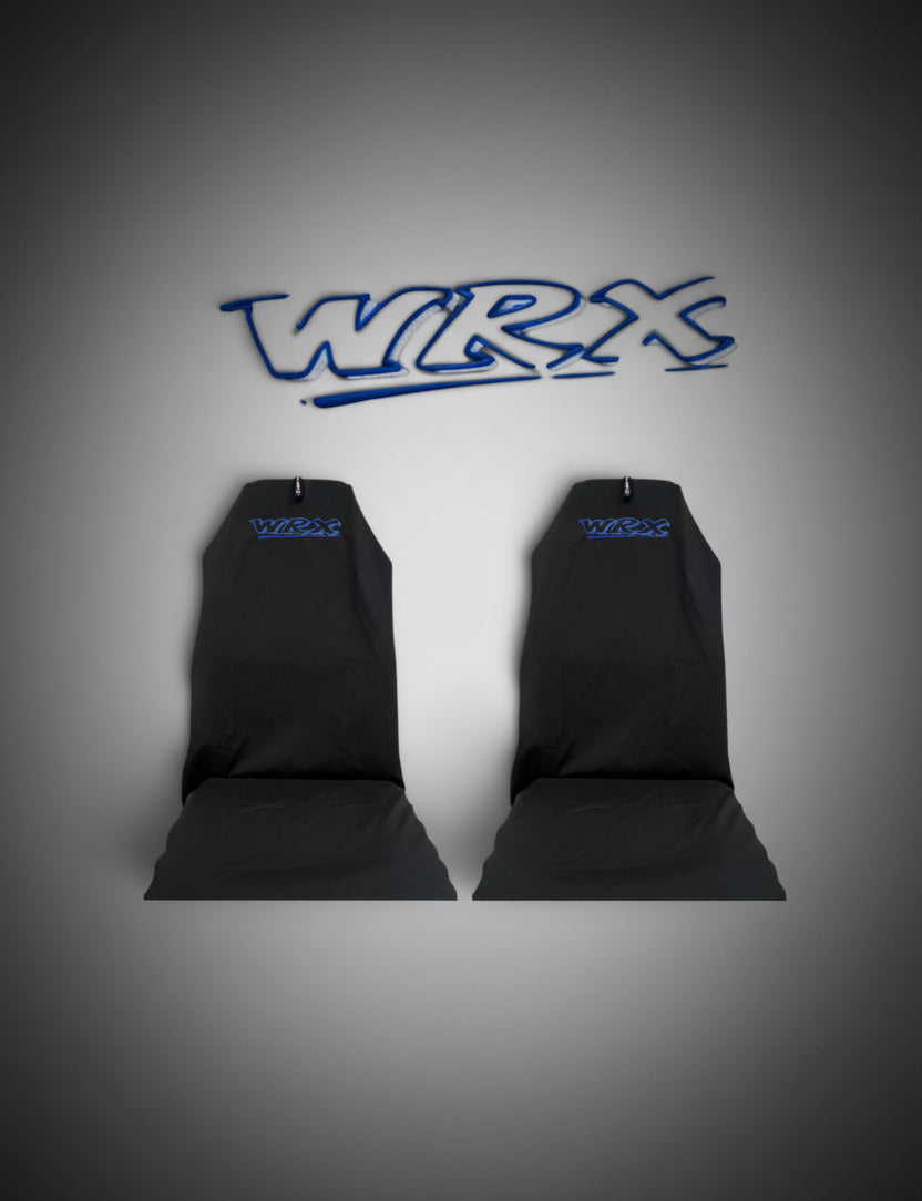 Blue on Black WRX Universal Slip-On's - Also fit Recaro & Bride Seats