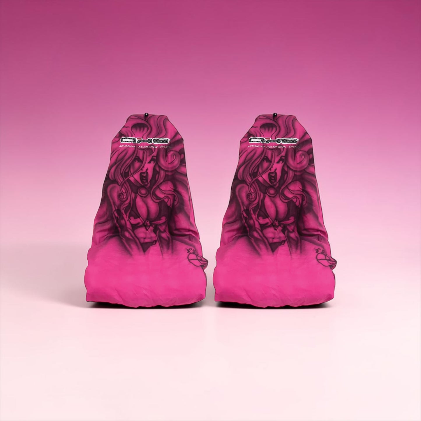 Hot Pink Hand Airbrushed Warrior Princess Universal AXS Slip-On's - Also fit Recaro & Bride Seats