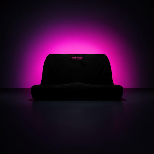 Neon Hot Pink on Black AXS Universal 2 Piece Bench Style Rear Slip On set