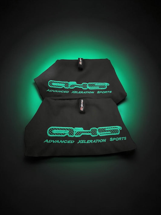 Emerald Green on Black AXS Universal Slip-On's - Also fit Recaro & Bride Seats