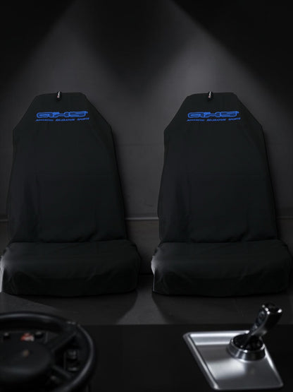 Neon Blue on Black Universal AXS Slip-On's - Also fit Recaro & Bride Seats