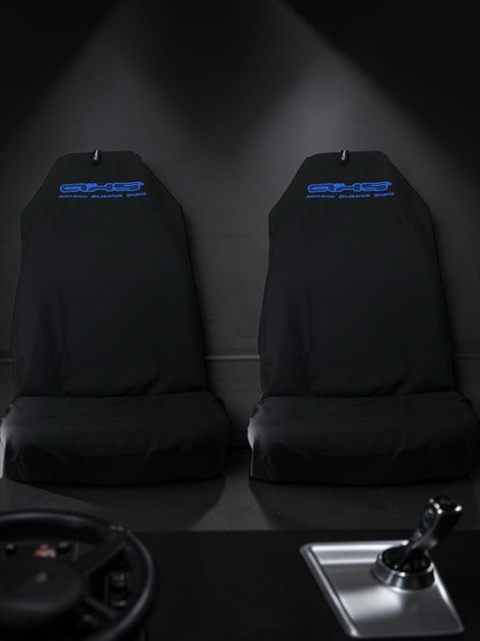 Neon Blue on Black Universal AXS Slip-On's - Also fit Recaro & Bride Seats