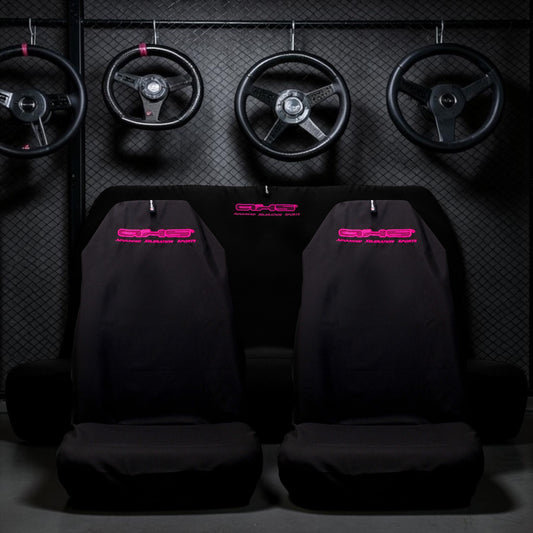 Neon Hot Pink on Black Universal AXS Slip-On's - Also fit Recaro & Bride Seats