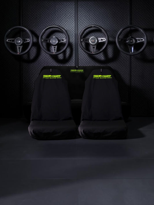 Neon Yellow on Black Universal AXS Slip-On's - Also fit Recaro & Bride Seats
