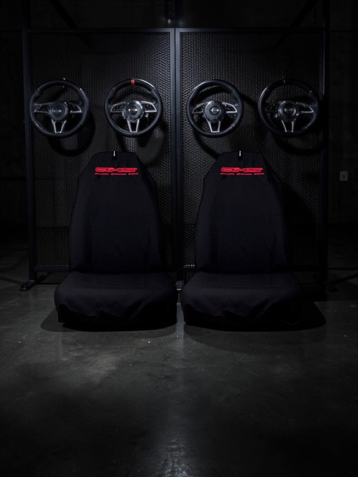 Neon Red on Black Universal AXS Slip-On's - Also fit Recaro & Bride Seats