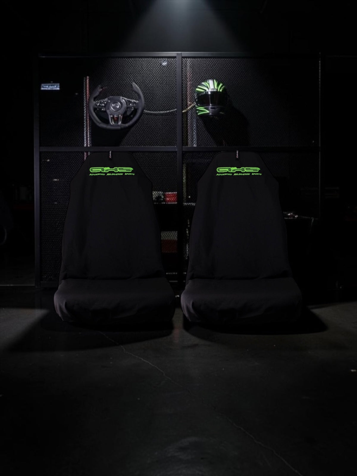 Neon Viper Green on Black Universal AXS Slip-On's - Also fit Recaro & Bride Seats