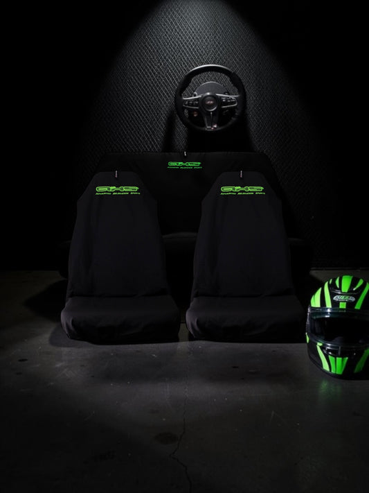 Neon Viper Green on Black Universal AXS Slip-On's - Also fit Recaro & Bride Seats