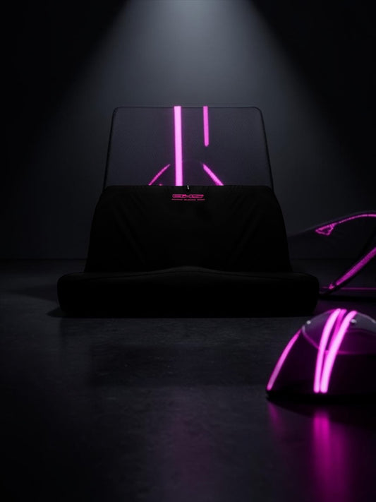 Neon Hot Pink on Black AXS Universal 2 Piece Bench Style Rear Slip On set