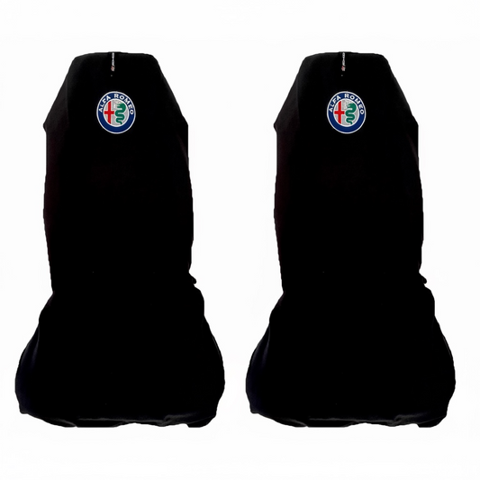 Pair High Performance Black Alfa Romeo Seat Covers