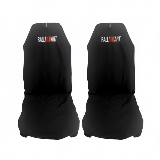 Pair Jet Black RALLIART  Pro Sports Seat Covers