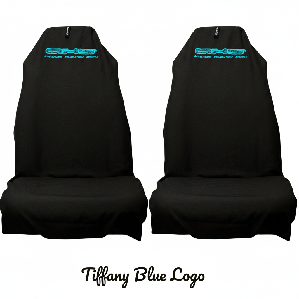 🇦🇺 Hand Made Tiffany Blue AXS Logo on Black Recaro & Bride Pro Sports Slip On Seat Covers